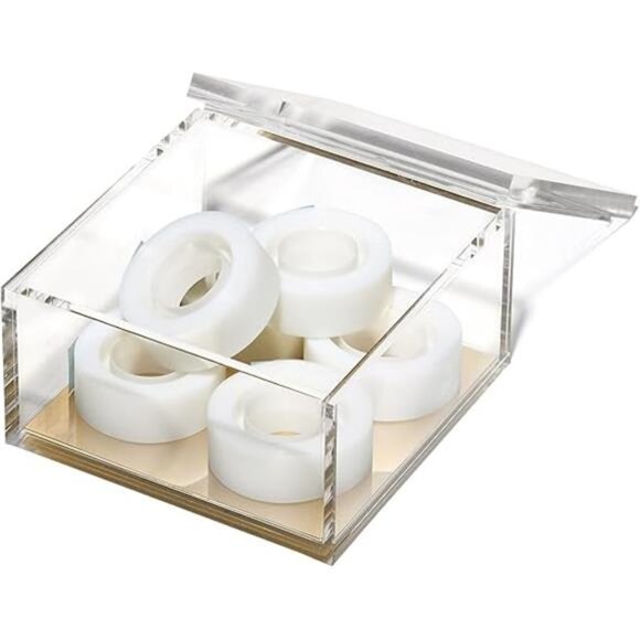 Acrylic Desk Organizer w/Gold Base – Functional & Elegant Odds & Ends Box - Picture 8 of 8